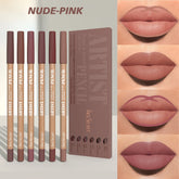 6pcs Ultra Fine Wood Lip Liner Set - Velvet Matte Long-Lasting Smooth, Natural Lip Color in 1/ tm8 Different Colors.